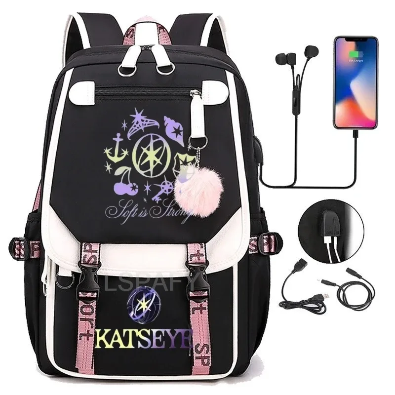 sac à dos multicolore katseye, patchwork, grande capacité, sac à dos de voyage, mochila, sac à dos pour femme, sac à dos en toile, sac à dos pour ordinateur portable, sacs d'école