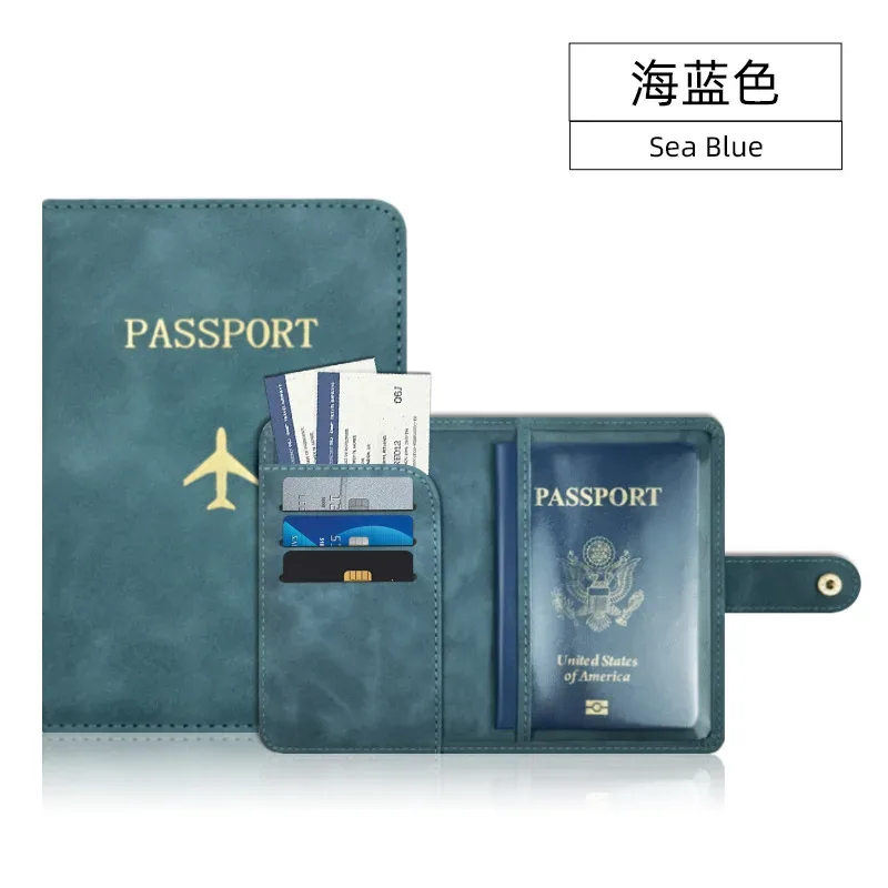 couverture de passeport à loquet d'avion unisexe, couverture de passeport de voyage, porte-carte d'identité, porte-carte de crédit, porte-passeport, accessoires de voyage