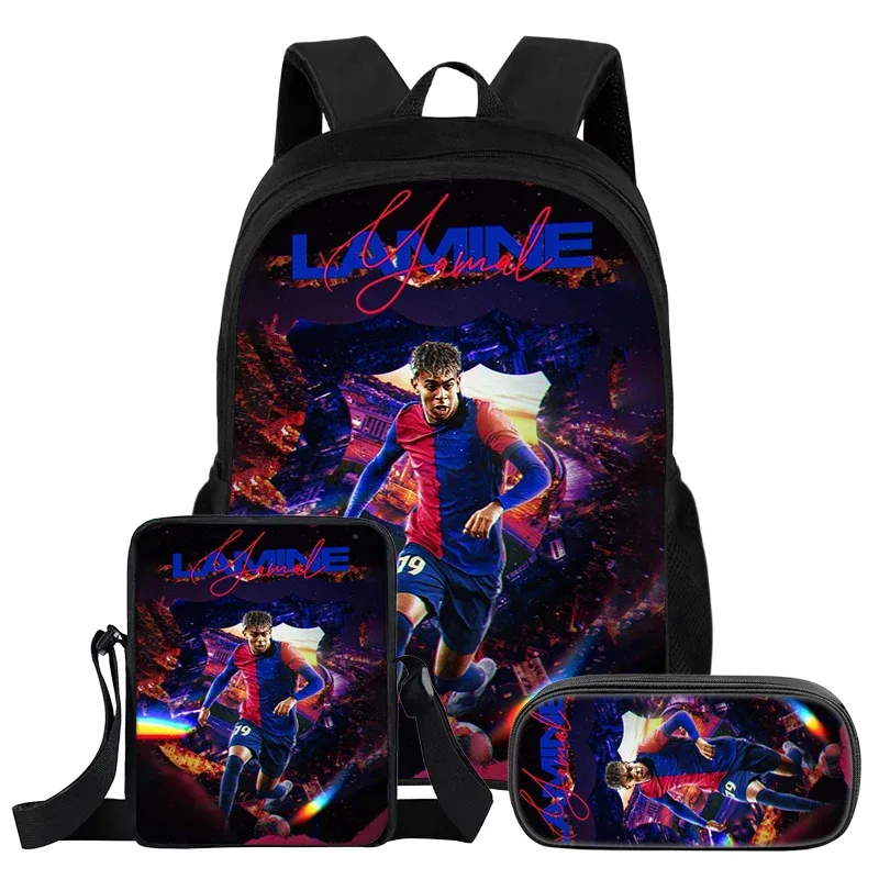 ensemble de 3 sacs à dos l-lamin yamal pour enfants, sac à dos d'école pour écoliers, star du football, meilleur cadeau, sac à bandoulière, sacs à crayons, sac à livres