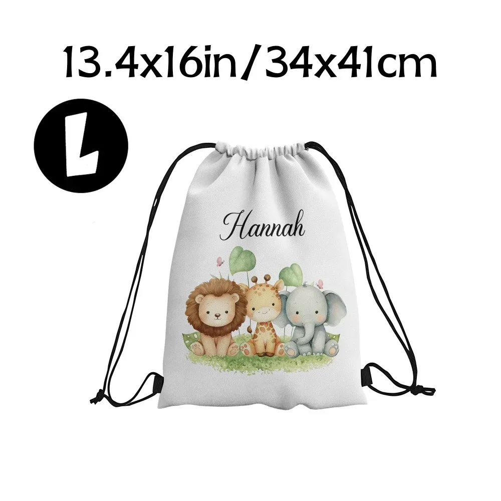 sac à dos à cordon de serrage sur le thème des animaux mignons, avec nom/texte personnalisé, sac de sport personnalisé, sac de voyage léger, sac de rangement pour salle de sport, 1 pièce