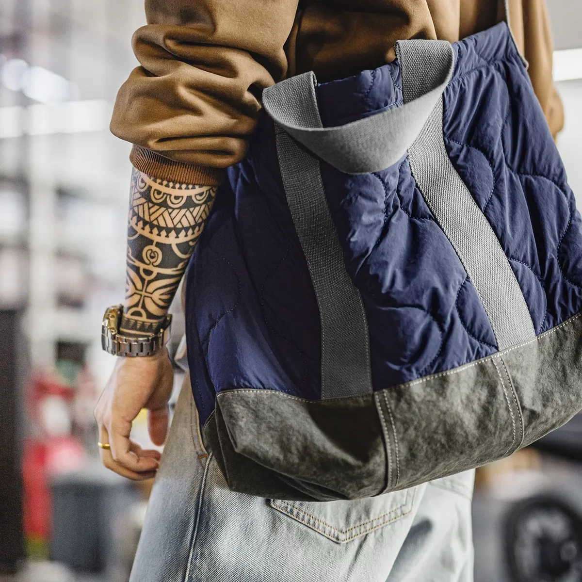 maden – sac fourre-tout vintage m65 pour hommes, sac à bandoulière de grande capacité de style militaire, couleur contrastée, sac pour ordinateur portable de banlieue, sac de transport décontracté