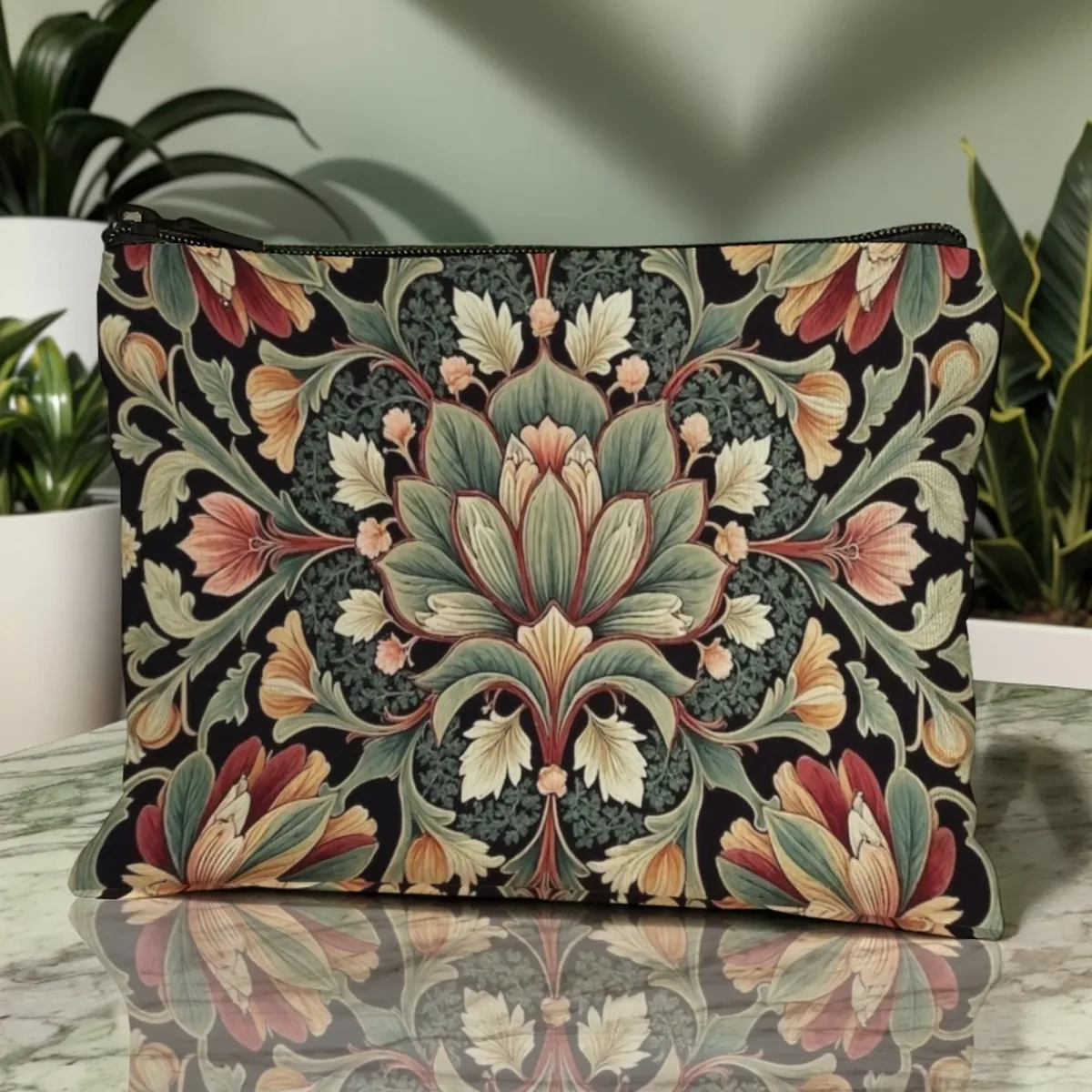 william morris – trousse à cosmétiques florale vintage, motif «rose & thistle», toile durable, motif floral vintage pour soins de la peau pleine taille minis