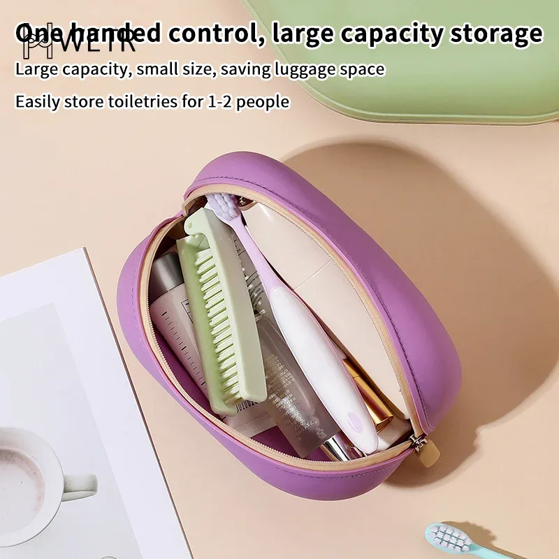 sac à cosmétiques portable en silicone de grande capacité, sac de rangement de cosmétiques souple et étanche, sac de lavage résistant à l'humidité pour la maison et les voyages