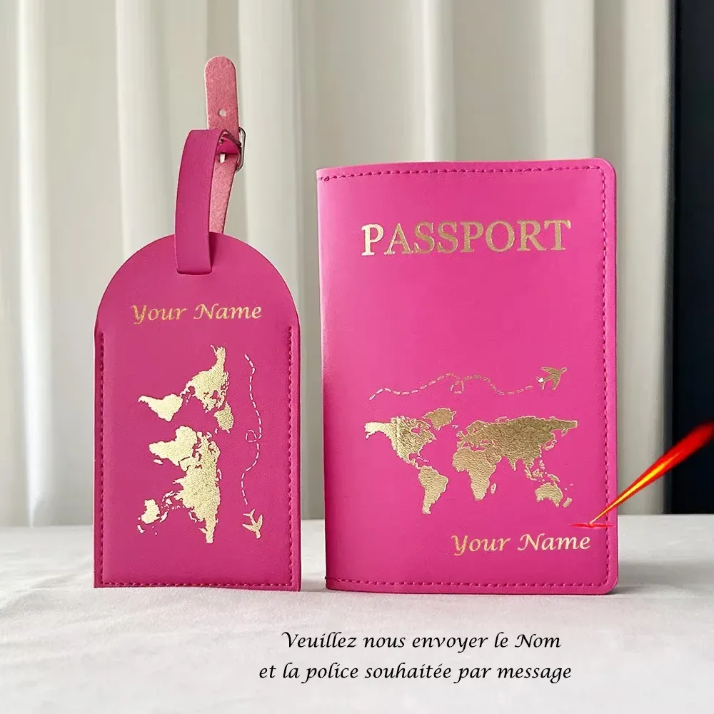 Protege Passport Personalisé Prenom avec étiquettes à bagages, couverture passeport personnalisé carte de l'UE, étui mignon, portefeuille de voyage, accessoires de voyage