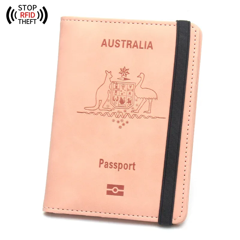 couverture de passeport australienne pour hommes et femmes, portefeuille de voyage rfid, étui pour cartes, organisateur de documents
