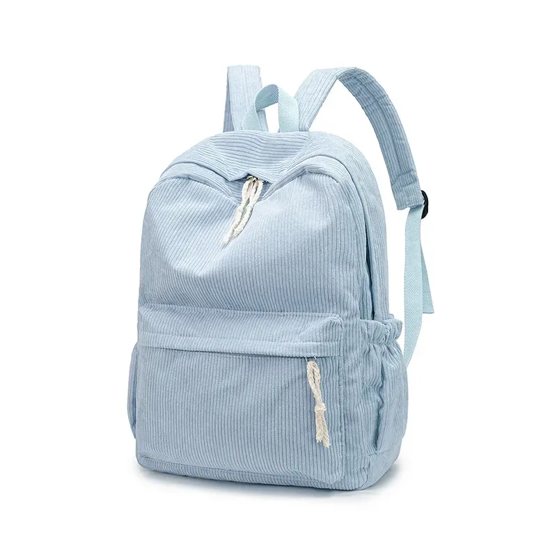 sac dos velours cotelé rayures verticales bandoulière arquée poche limon grande capacité voyage décontracté unisexe polyester doublure