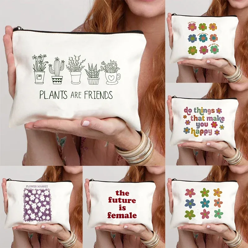 trousse de toilette fleur grenouille pour femme, cadeau de chambre plus lent pour elle, trousse cosmétique, poudres de maquillage, mode voyage