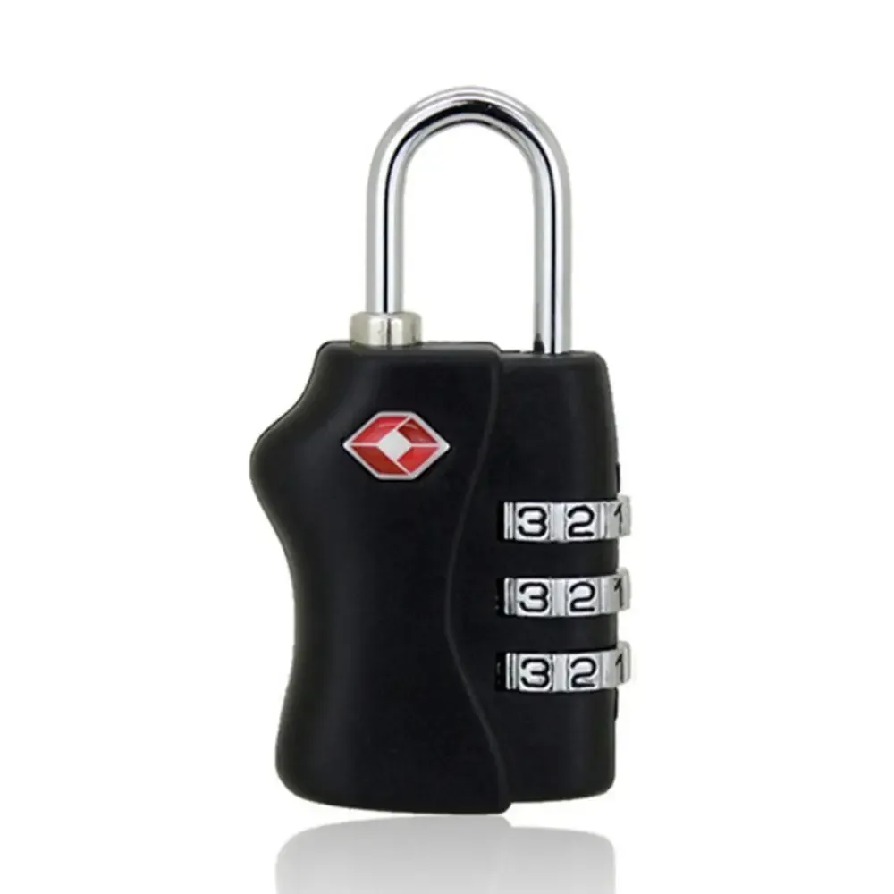 cadenas combiné serrure tsa métallique noire blanche logo rouge chiffres rotatifs poignée voyage sécurité valises bagages