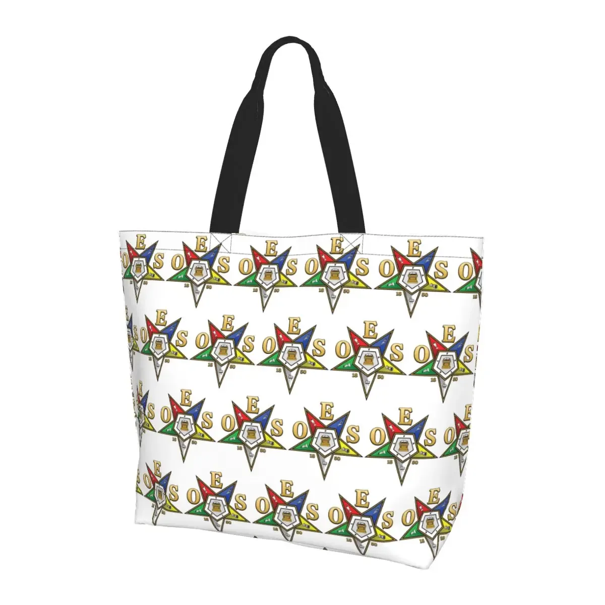 sac fourre-tout en toile avec logo order of the eastern star oes, sac à bandoulière de grande capacité, sac à main pour courses pour femmes