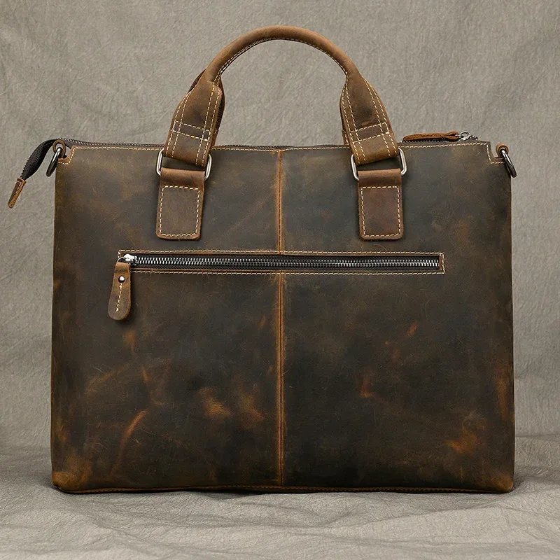 mode crazy horse mallette en cuir sac hommes sacs pour ordinateur portable hommes officetote sac en cuir de vache sac à main a4 portefeuille hommes sacs à main