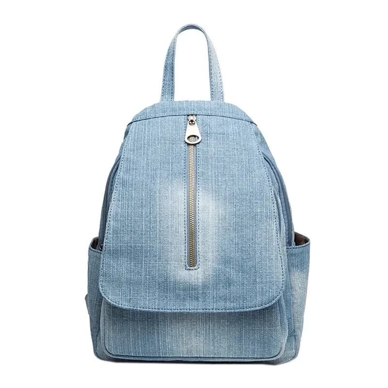 sac à dos en toile denim bleu pour femmes, grande capacité, sac d'école de haute qualité, sac à bandoulière de voyage décontracté en jean, mochila