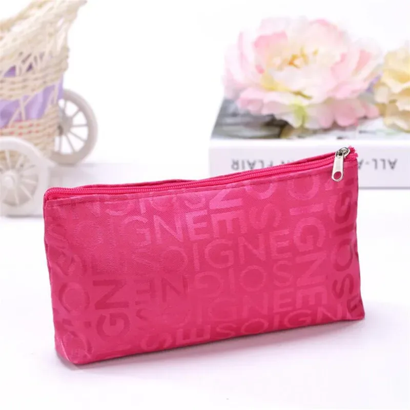 femmes sac cosmétique portable mignon multifonction beauté fermeture éclair voyage lettre sacs de maquillage pochette organisateur de toilette support de toilette