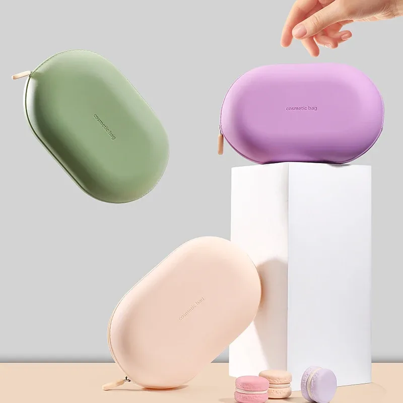 sac à cosmétiques en silicone de grande capacité, sac de rangement de voyage étanche, gain de place, anti-poussière, fermeture à glissière, porte-monnaie de voyage