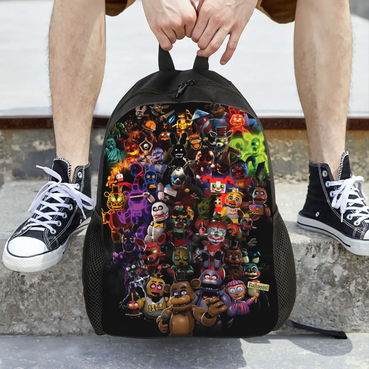 sac à dos de dessin animé fnaf pour adolescents, cadeau pour le lycée, randonnée, voyage, sac à dos de jeu freddy pour hommes et femmes, sacs en toile pour ordinateur portable