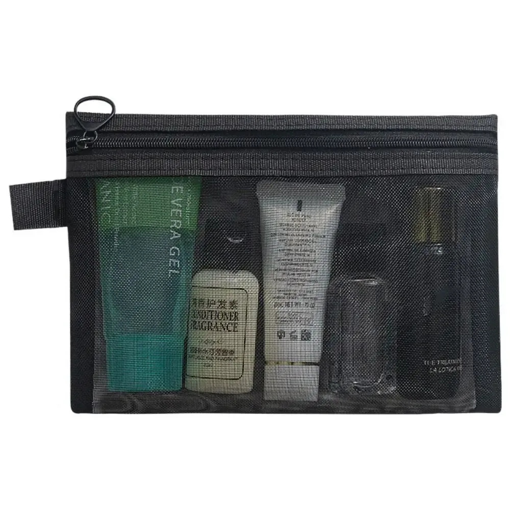 sac à cosmétiques en maille de grande capacité, sac carré à fermeture éclair, trousse de maquillage, étuis à crayons, pochette de lavage, étuis à cosmétiques pour dames