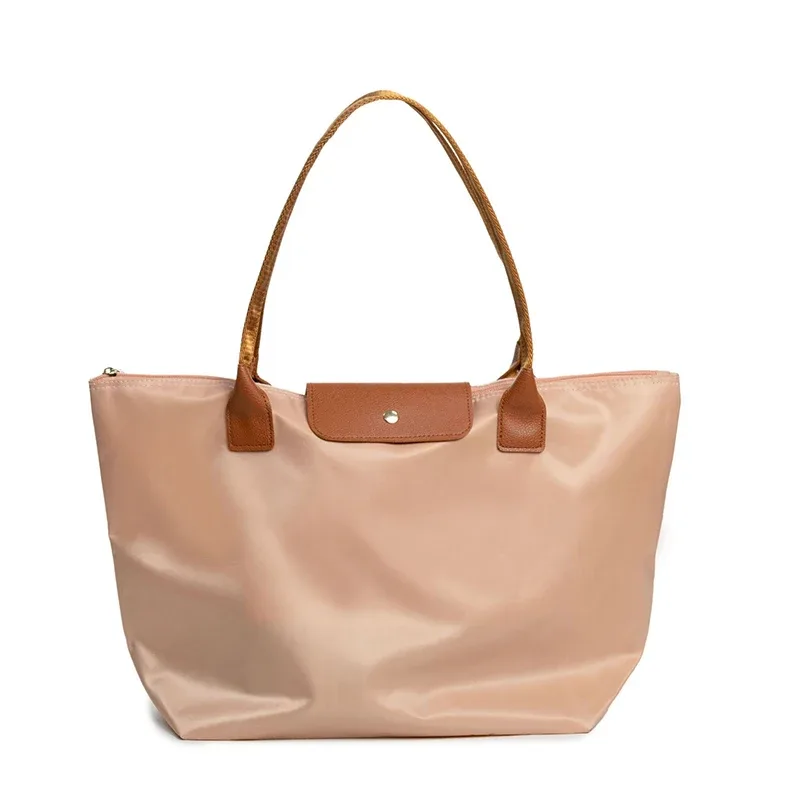 sac fourre-tout oxford avec accents en cuir, grande capacité, sacs à bandoulière décontractés pour femmes, résistant à l'eau, pliable