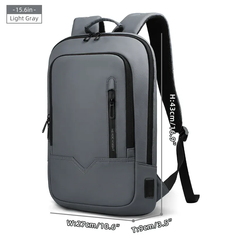 heroic knight mince homme travail sac à dos multifonctionnel mode 15.6 pouces sac à dos pour ordinateur portable décontracté étanche voyage d'affaires sac à dos