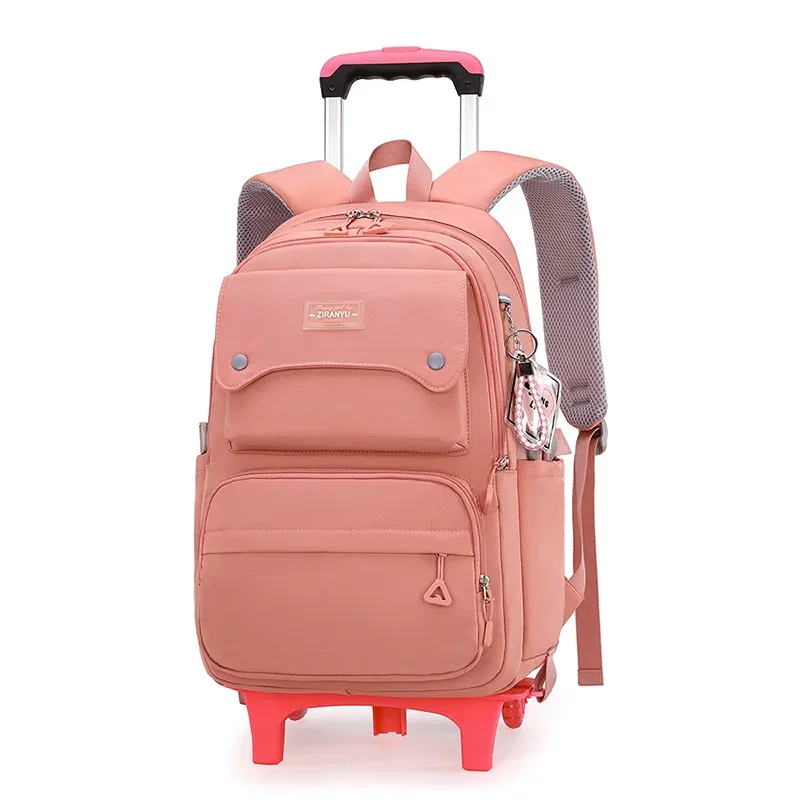 nouveau sac à dos scolaire à roulettes pour enfants, sac à dos à roulettes pour filles, sac à dos à roulettes multifonctionnel