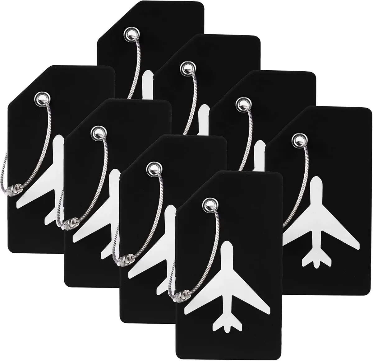 étiquette bagage silicone motif avion blanc fond noir couleur multiple reconnaissance facile information personnelle protection usage voyage