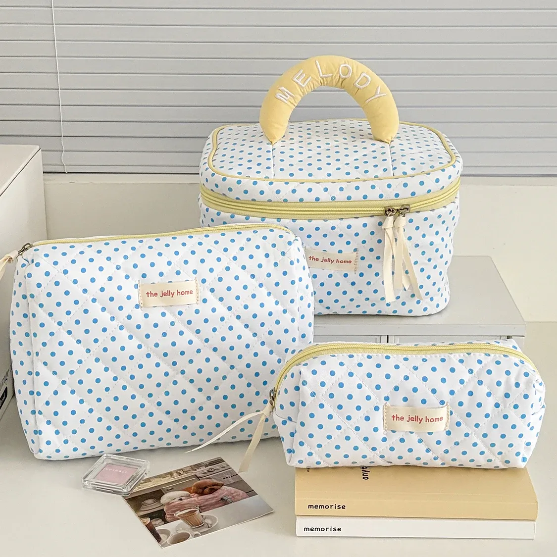 organisateur voyage polyester treillis diamant lavande relief boîte femmes maquillage compression sacs cosmétiques trousse toilette