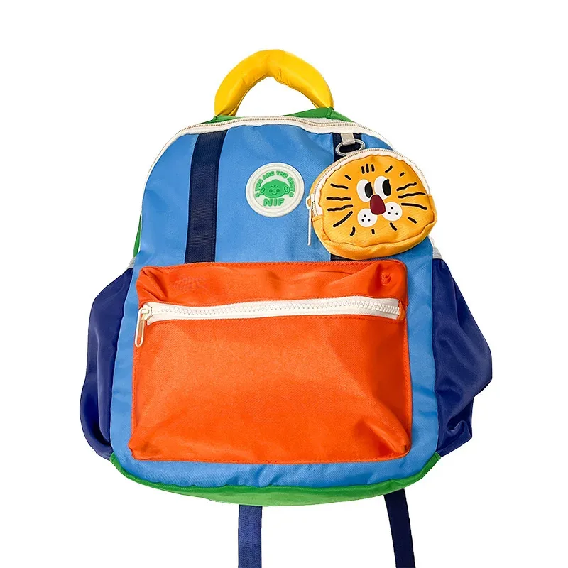 sac à dos pour enfants, nouvelle collection coréenne, décontracté, color block, en coton, avec poignée, pour la maternelle, léger, en promotion de la saison