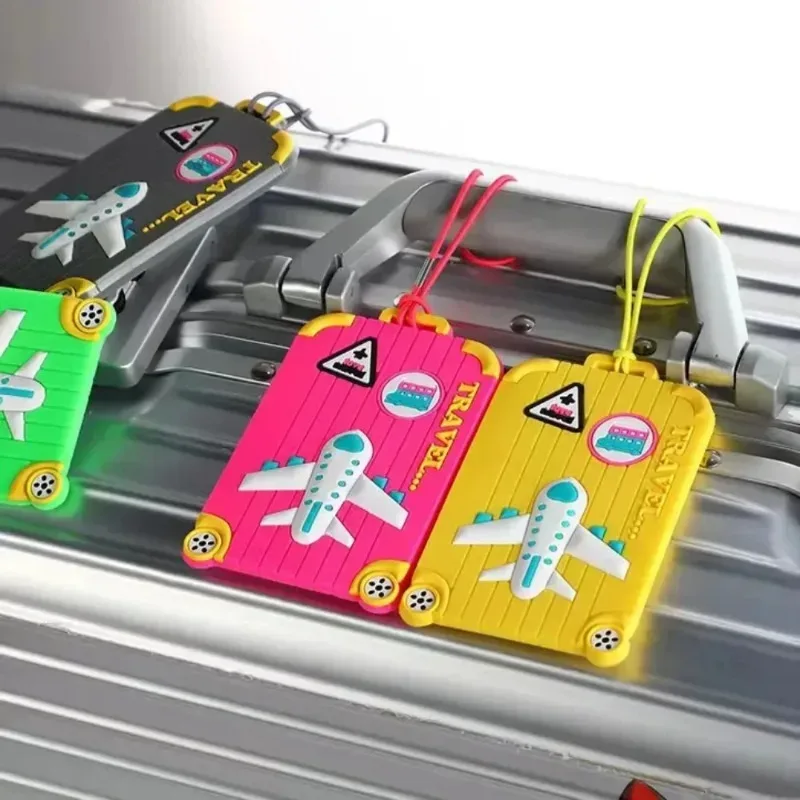 nouvelles étiquettes de bagages, accessoires de voyage, étiquettes de valise en silicone, étiquettes d'identification pour bagages de voyage et de ski, carte d'embarquement, passeport