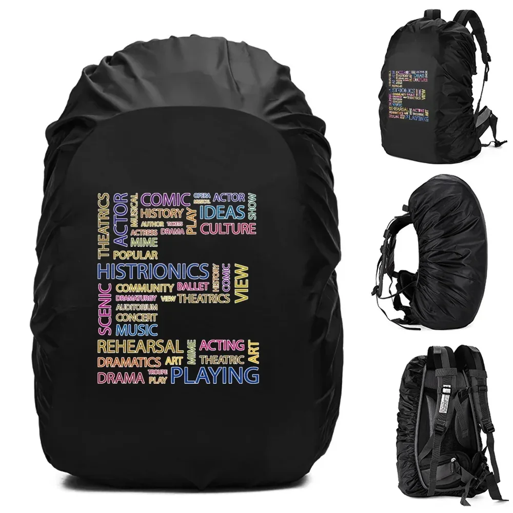 sac à dos imperméable pour homme, housse de pluie, camping en plein air, randonnée, escalade, sac à dos anti-poussière, texte imprimé, 20-70 l
