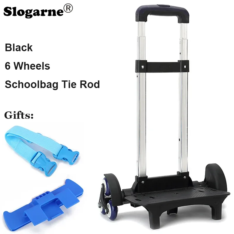 sac à dos pour enfants, roues de chariot à tige de traction, accessoires de sac d'école pour enfants, tige de direction, stator pour étudiants, monter les escaliers, 6 roues, pièces de sacs