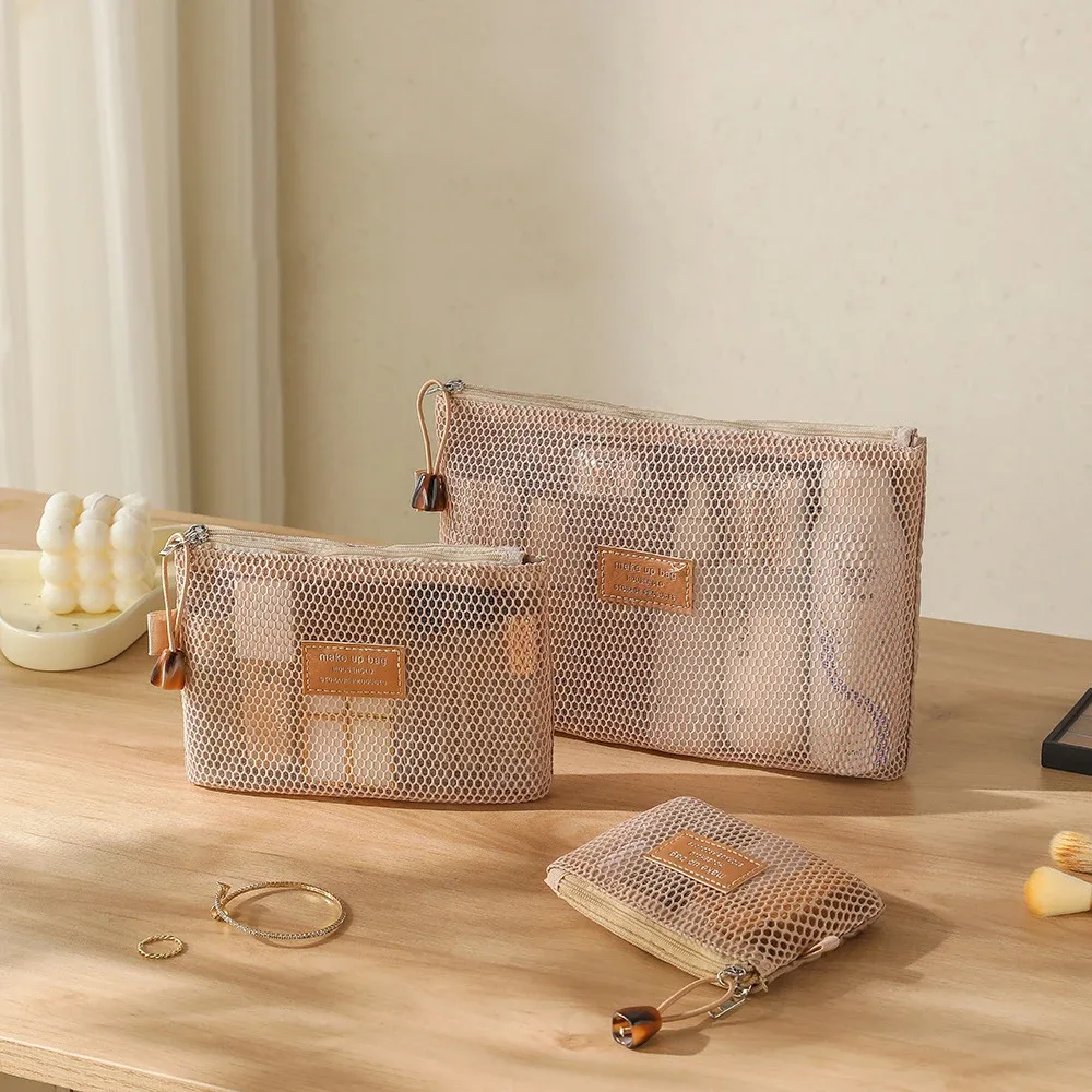 petit sac de rangement de maquillage transparent en maille, oreiller, rouges à lèvres, sac de toilette cosmétique, pochette de grande capacité, mini sac de rangement pour femmes, pochette