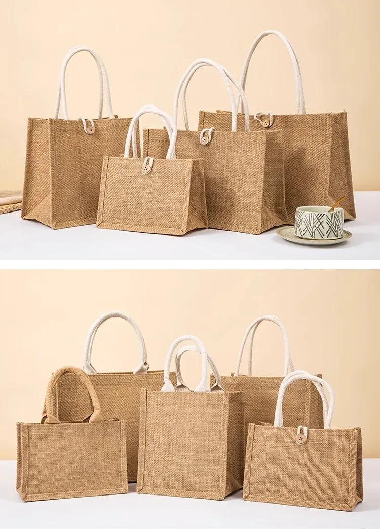 lot de 100 sacs fourre-tout en toile de jute personnalisés, sacs d'épicerie, sacs de plage, sacs cadeaux de mariage et d'anniversaire, sacs laminés avec logo, vente en gros