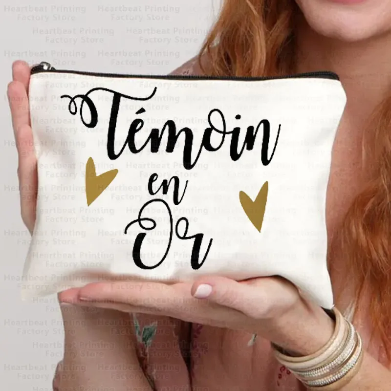 témoin sac de témoin nom doré sac cadeau de mariage kit d'enterrement de vie de jeune fille sac sacs de maquillage sacs de toilette de demoiselle d'honneur merci sac cosmétique