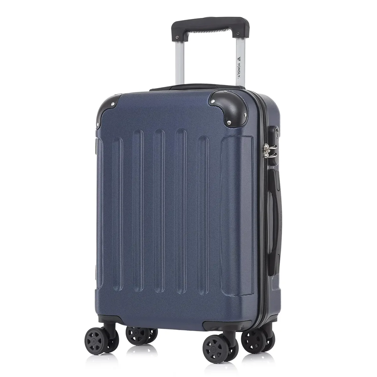 valise yonsly 16/20/24/28 pouces 4 roues 360° ° valise à roulettes robuste avec double fermeture éclair, serrure à combinaison, sac en filet, double fermeture éclair, poignée en caoutchouc souple, bagage à main