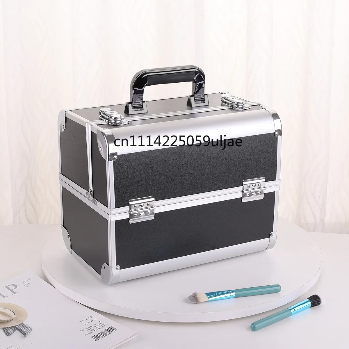 trousse de maquillage, organiseur de cosmétiques, très grande, 12 pouces, 6 plateaux, trousse de maquillage portable, boîte de transport pour maquillage