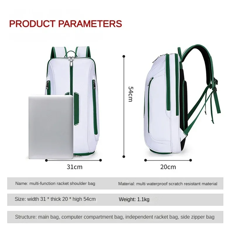 sac de tennis personnalisé avec nom imprimé sr, sac de sport d'entraînement, compartiment à chaussures, raquette de grande capacité, personnalisé