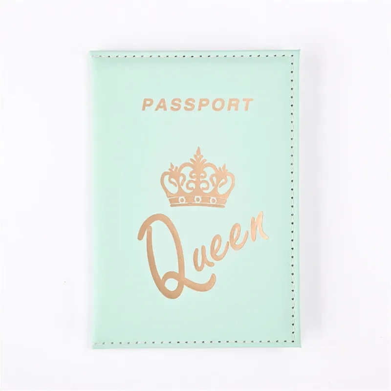 mode reine roi couverture de passeport pour femmes voyage passeport étui en cuir rose mignon passeport portefeuille sac à main fille porte-passeport