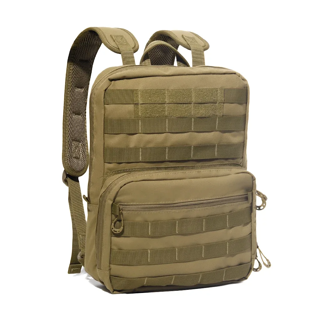 sac à dos tactique pour ordinateur portable de 14 pouces pour hommes, petit sac à dos compact edc avec système molle, nylon durable, noir et kaki