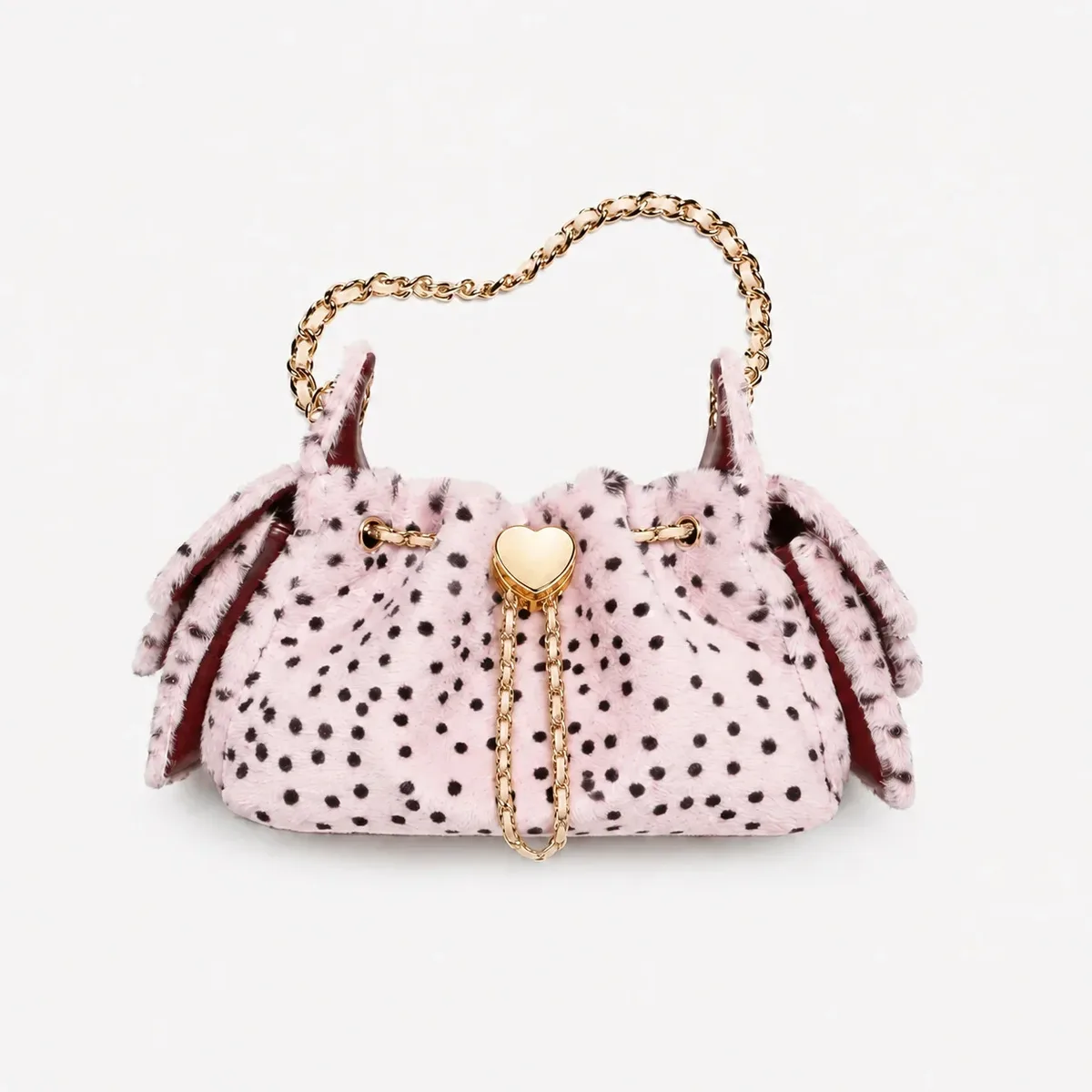 sac seau léopard en fausse fourrure avec chaîne et cordon de serrage, sac à bandoulière pour femme, sac à main en peluche, sac fourre-tout automne-hiver