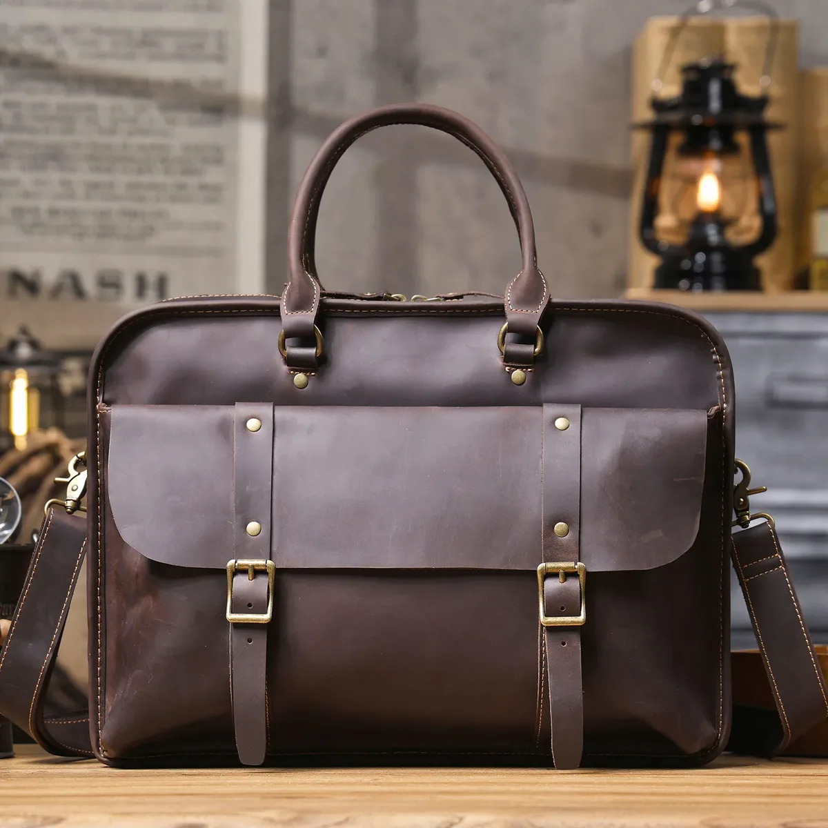 porte-documents vintage en cuir de vache véritable pour homme, grand format, décontracté, de créateur, fait main, sacoche pour ordinateur, sac messager