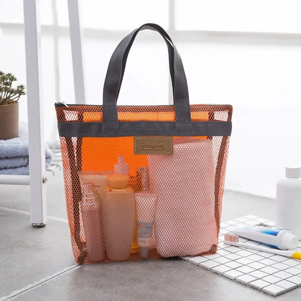 grande sacoche de toilette en maille, organiseur de douche portable avec poignées robustes, fermeture éclair, sac de rangement de voyage pour la plage et la natation