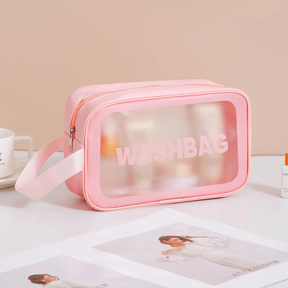 sac cosmétique 2 en 1, sac transparent pour soins de la peau, grande capacité, pvc semi-transparent givré, sac de rangement portable, pu 1/3 pièce