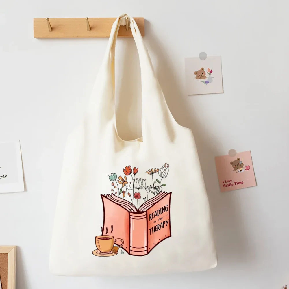 livres floraux imprimé sac à bandoulière livre de littérature fleur fourre-tout sacs illustration filles livre sac voyage harajuku toile sac à main