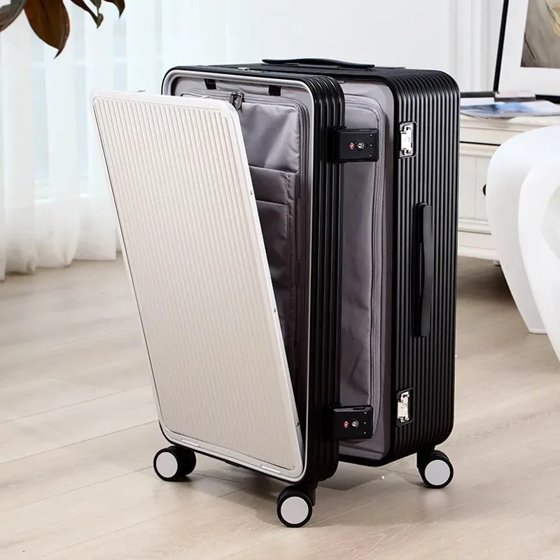 klqdzms 20 "24" 26 "28 pouces valise pour hommes tout en aluminium magnésium alliage boîte d'embarquement avant ordinateur portable boîtier de chariot bagages d'affaires
