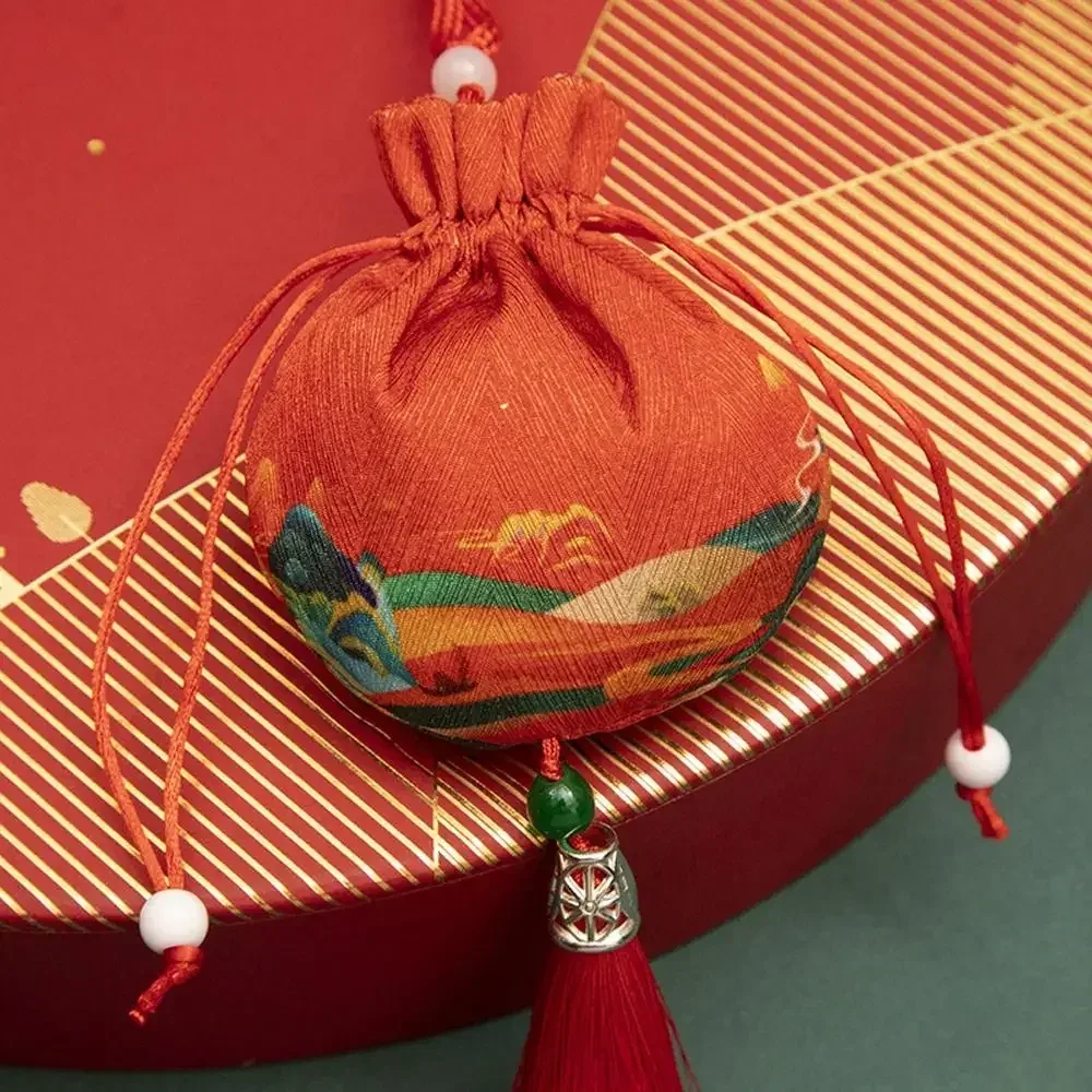 pochette multicolore en tissu avec cordon de serrage, étui pour colliers, sac de rangement de style chinois à fleurs, pochette pour bijoux pour femmes, sachet vide