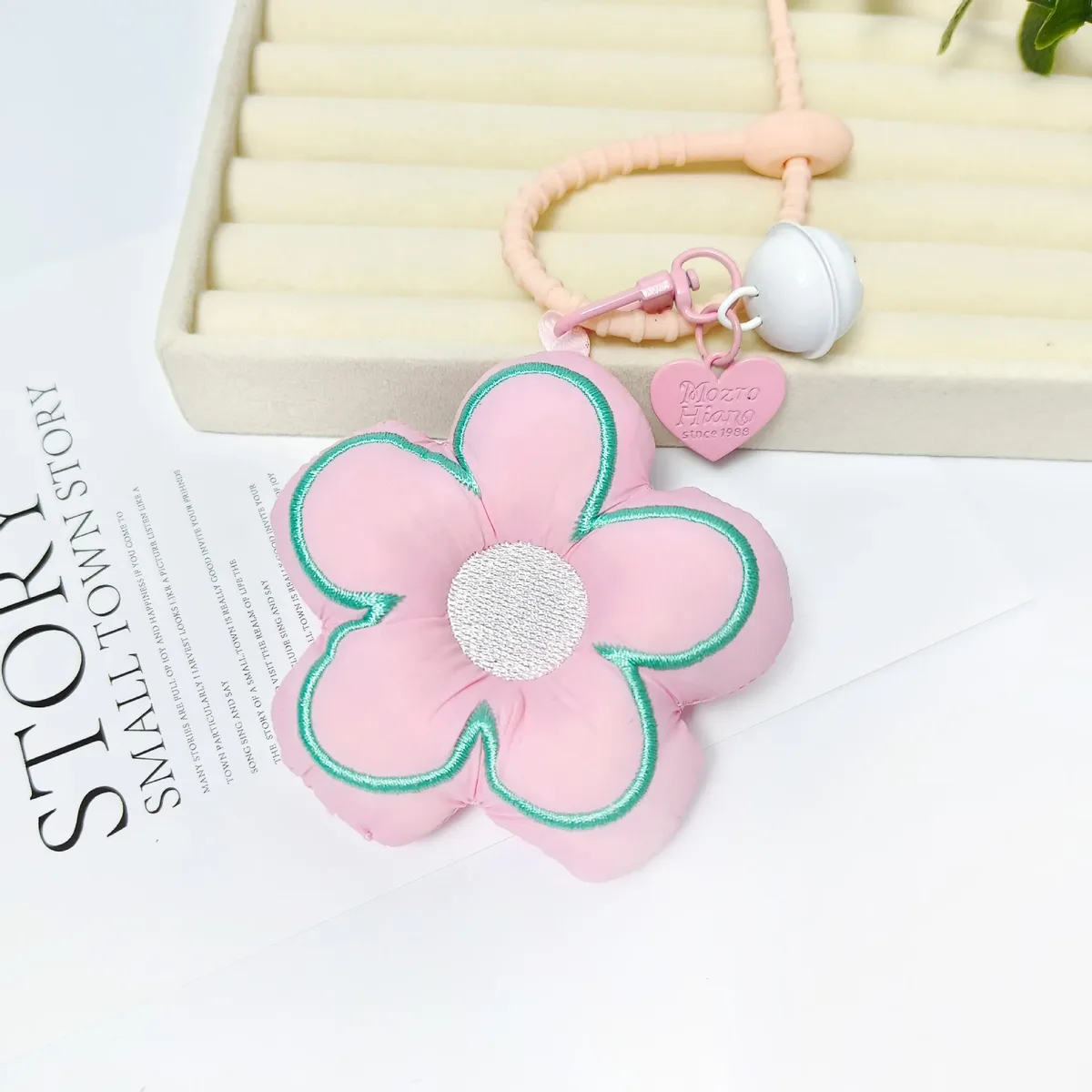 ins mode fleur pendentif 3d fleur porte-clés sac à dos porte-clés accessoire dentelle garniture arc tissu