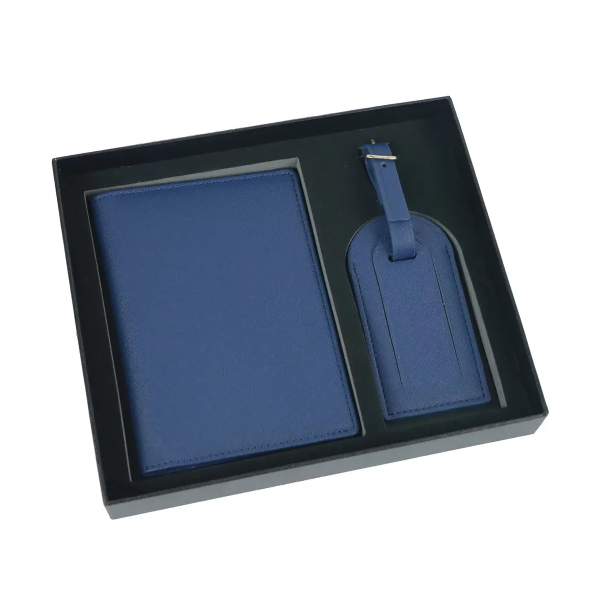coffret cadeau avec lettres initiales monogrammées gratuites, porte-passeport en cuir saffiano, étiquette de bagage, couverture de passeport, accessoires de voyage