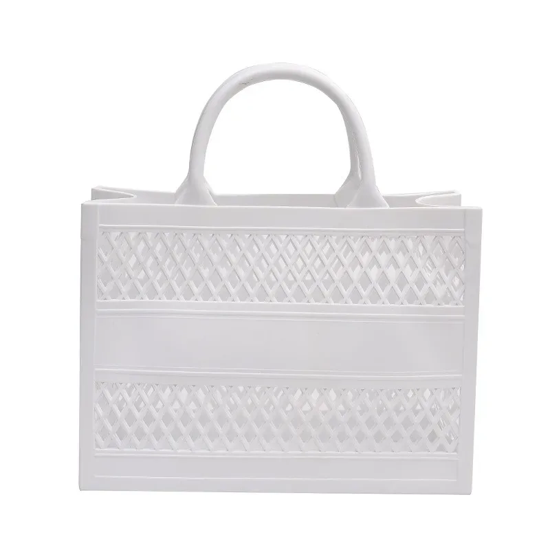 2025 nouveau grand sac de plage en caoutchouc pvc imperméable plage voyage pique-nique panier de rangement femmes shopping sacs à main sac gelée sac fourre-tout ins