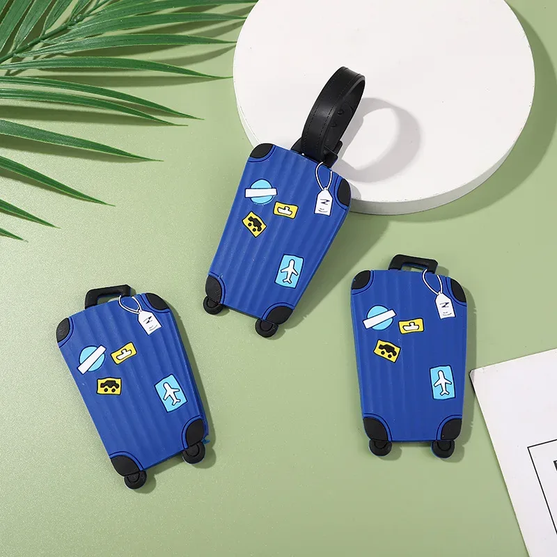 étiquettes de bagage mignonnes en silicone, porte-adresse d'identité de valise, étiquette de bagage portable, accessoires de voyage, haute qualité
