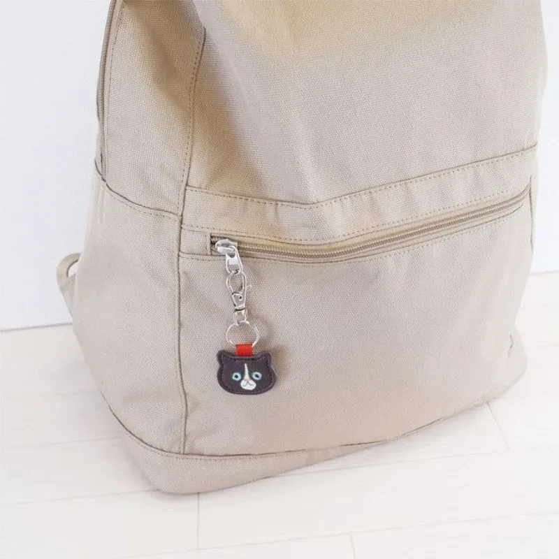 porte-clés chat en cuir créatif de dessin animé mignon, pendentif, sac de chat kawaii à la mode, accessoire de décoration pour sac à dos, cadeau