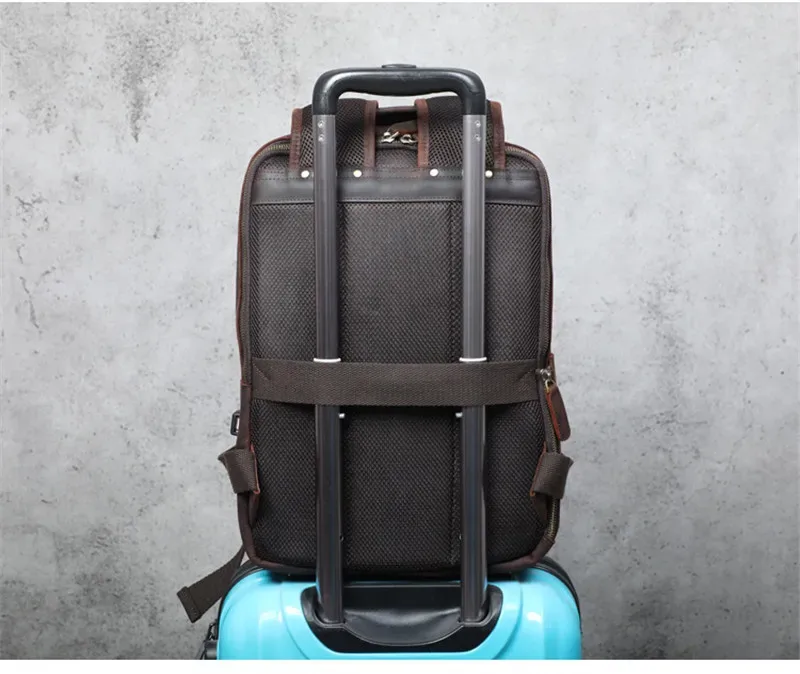 sac à dos vintage en cuir de vache crazy horse pour hommes, sac à dos de luxe de haute qualité en cuir véritable naturel, sac à dos de voyage en plein air pour ordinateur portable, cartable