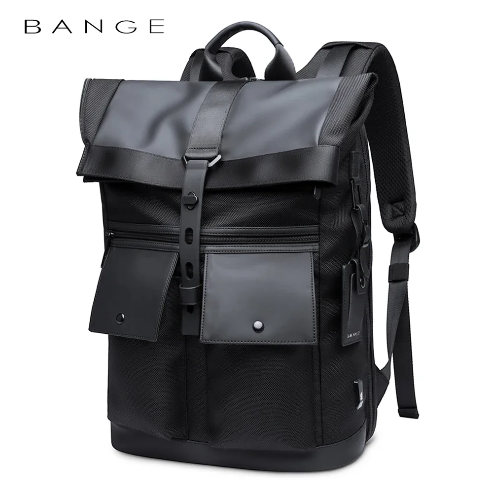 sac dos polyester noir gris poche cuir rabat souple couverture informatique bandoulière voyage universel